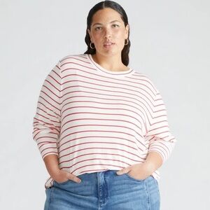 UNIVERSAL STANDARD | THELMA LONG SLEEVE TOP | RED/WHITE STRIPE | NWT | SZ: 18/20